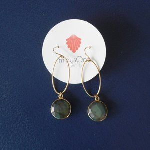 Labradorite and Gold Fill Oval Loop Earrings, French Hook